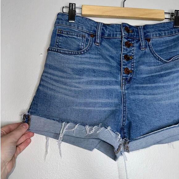 Madewell High Rise Button Fly Jean Shorts Light Blue Size 26 Casual Summer - Picture 4 of 6